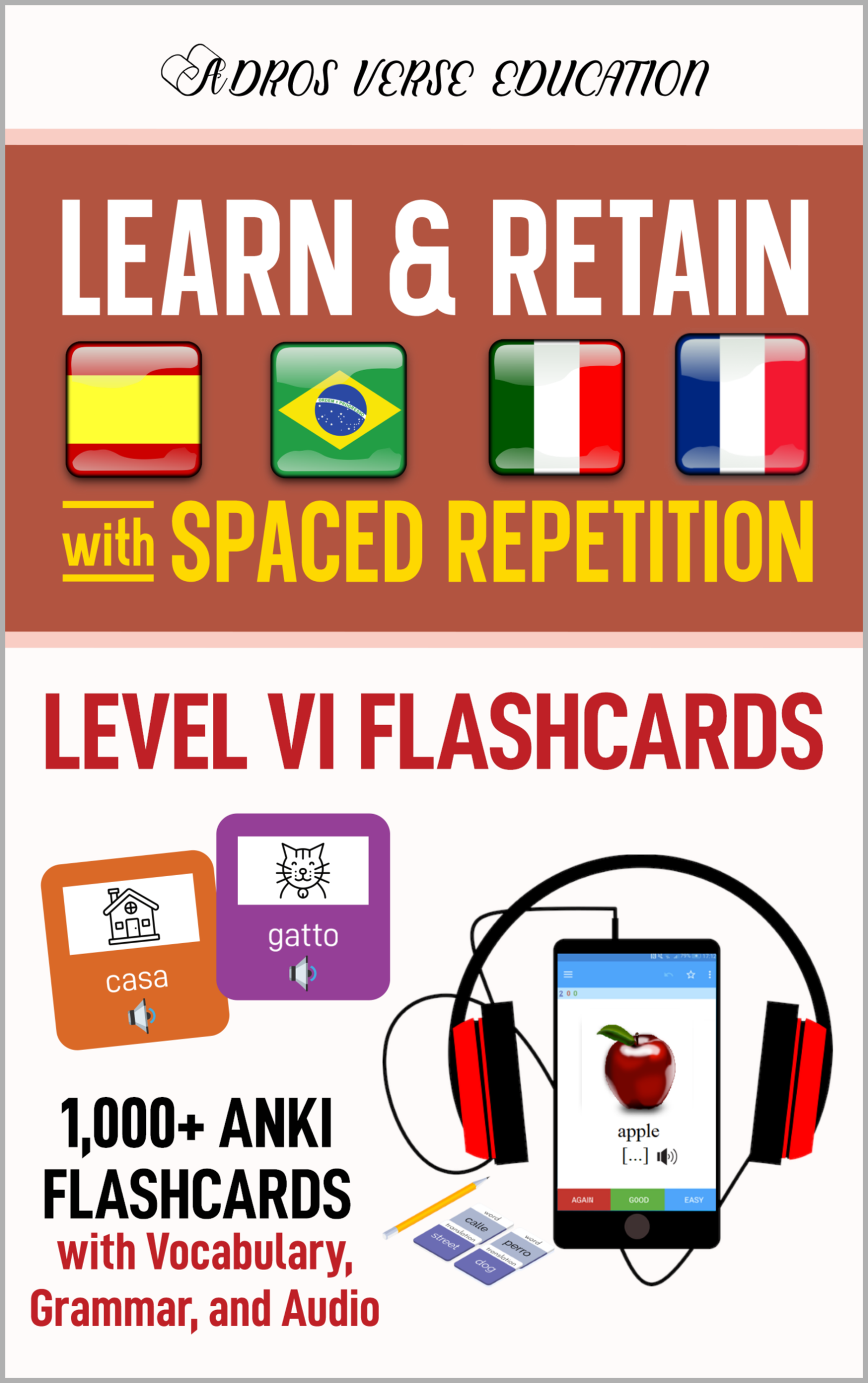 Spanish-Portuguese-Italian-French-Anki-Level-VI-Fluent